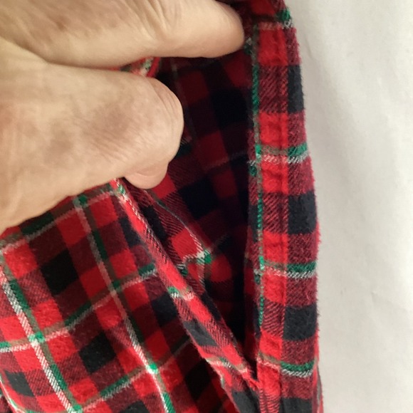 Lands End Plaid Pajama Pants Women L 14 16 Red  Green Flannel Drawstring Pockets - Picture 8 of 8